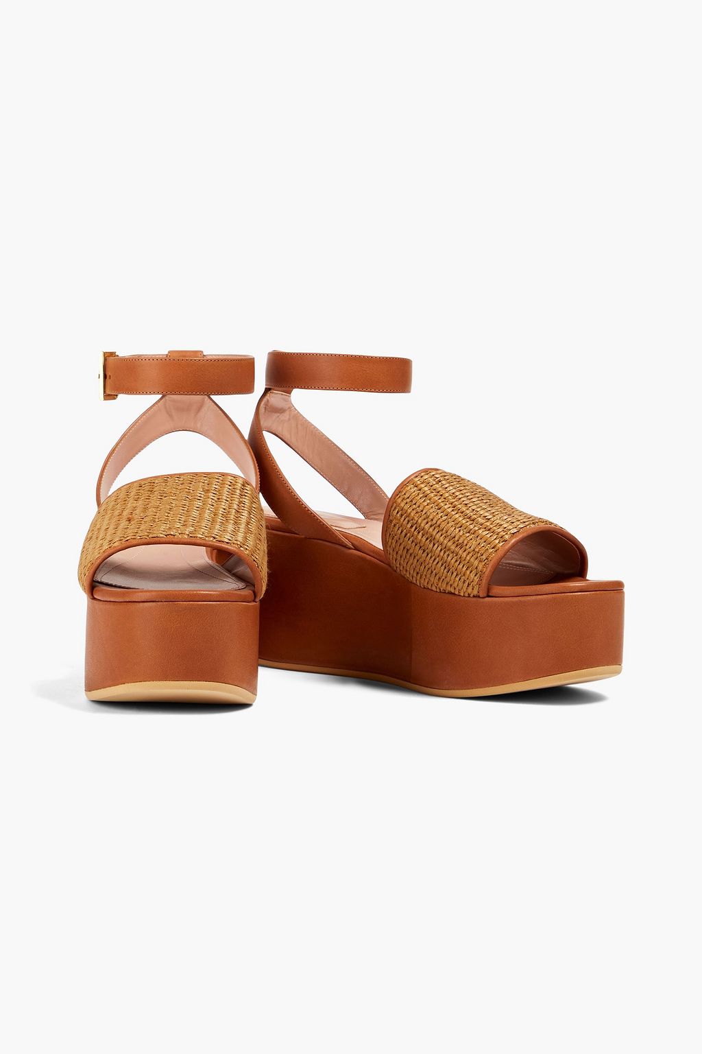 ALBERTA FERRETTI 가죽 & 인조 라피아 플랫폼 샌들