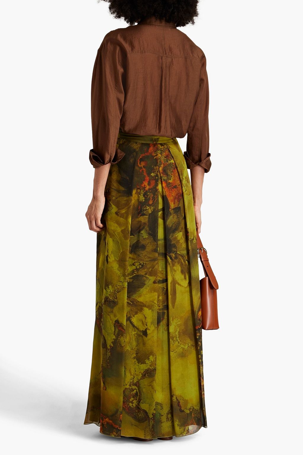 ALBERTA FERRETTI シルクシフォン マキシスカート プリーツ&プリント入り