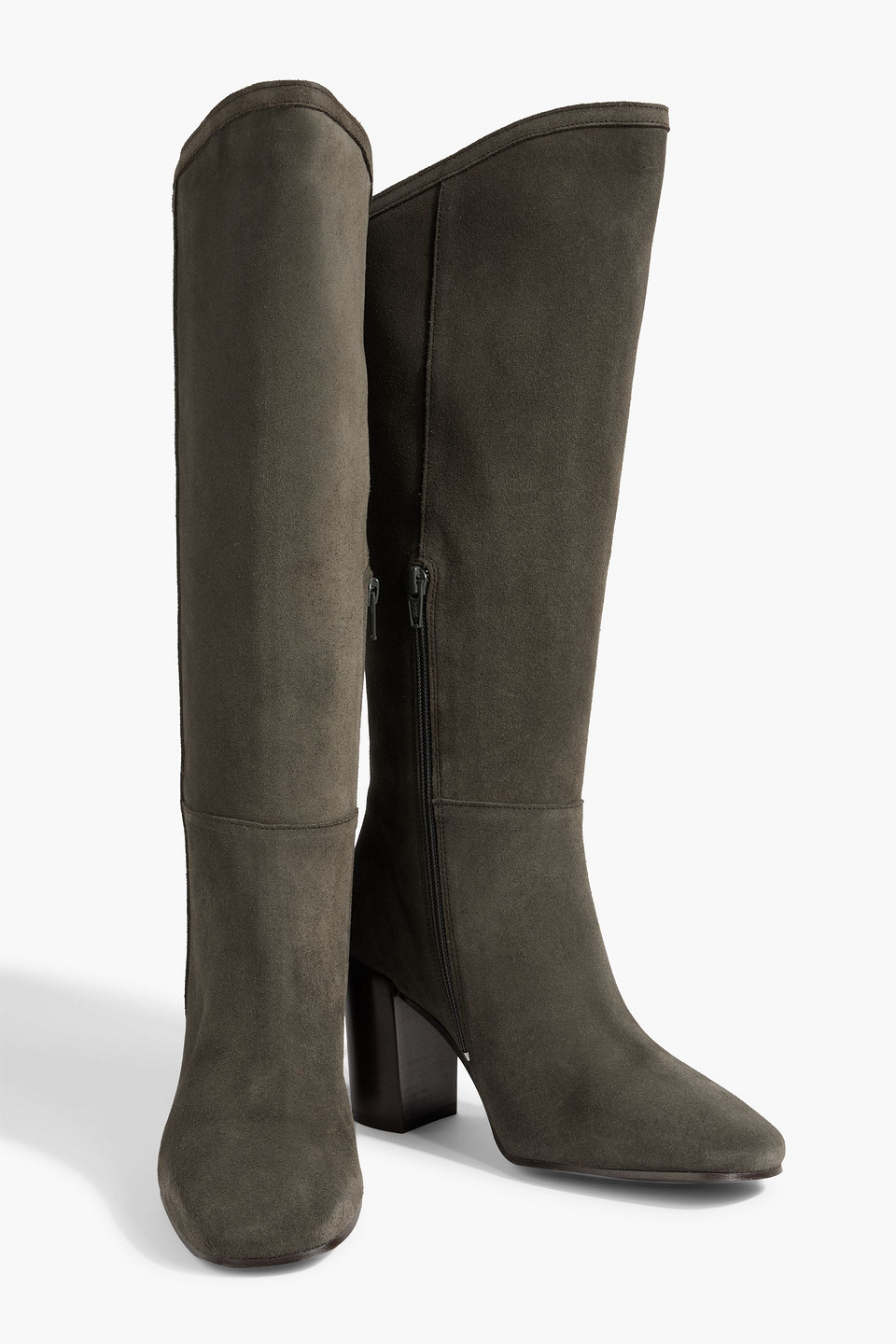 Shop Iris & Ink Coral Suede Knee Boots In Army Green