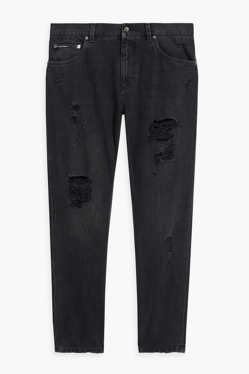 Dolce & Gabbana Slim-fit Distressed Denim Jeans In Charcoal