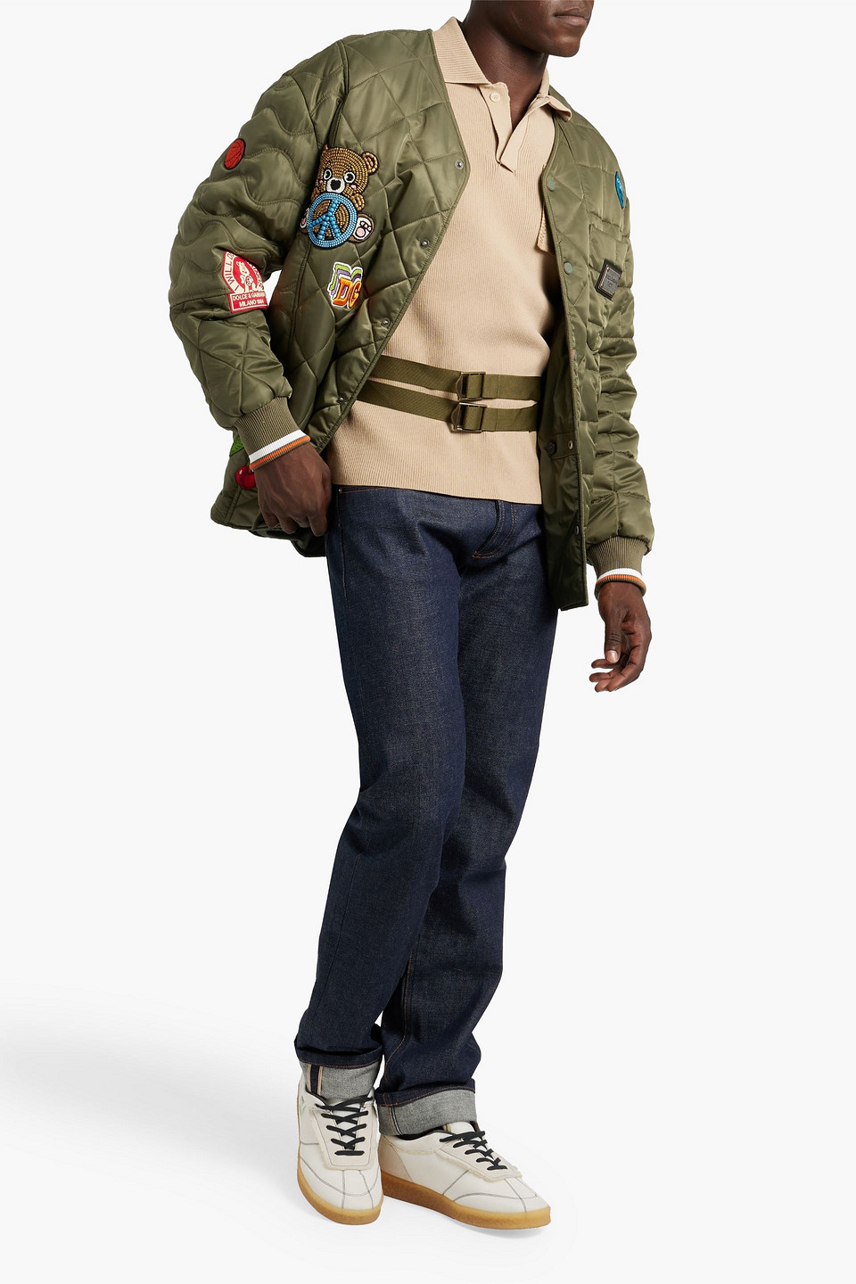 Dolce & Gabbana Embellished Quilted Shell Jacket In Army Green