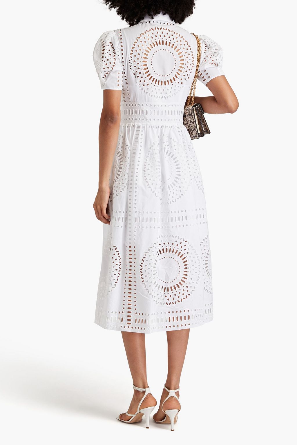 ALBERTA FERRETTI Broderie anglaise cotton midi shirt dress