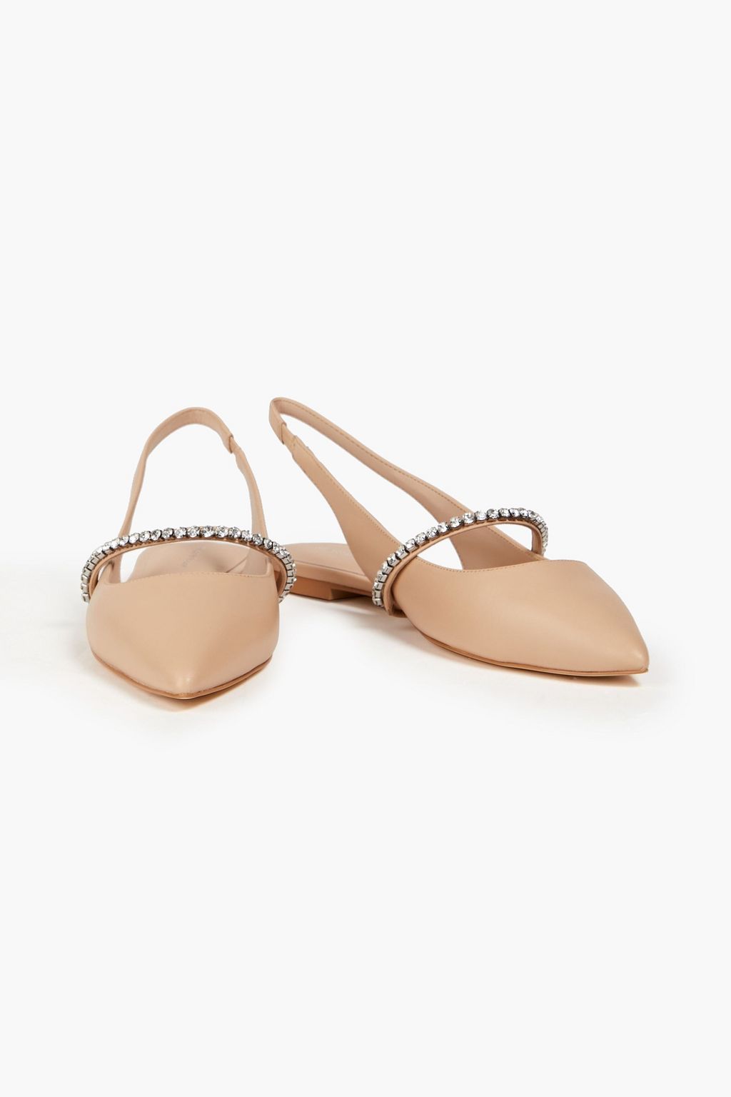 STUART WEITZMAN Crystalline embellished leather slingback point-toe flats