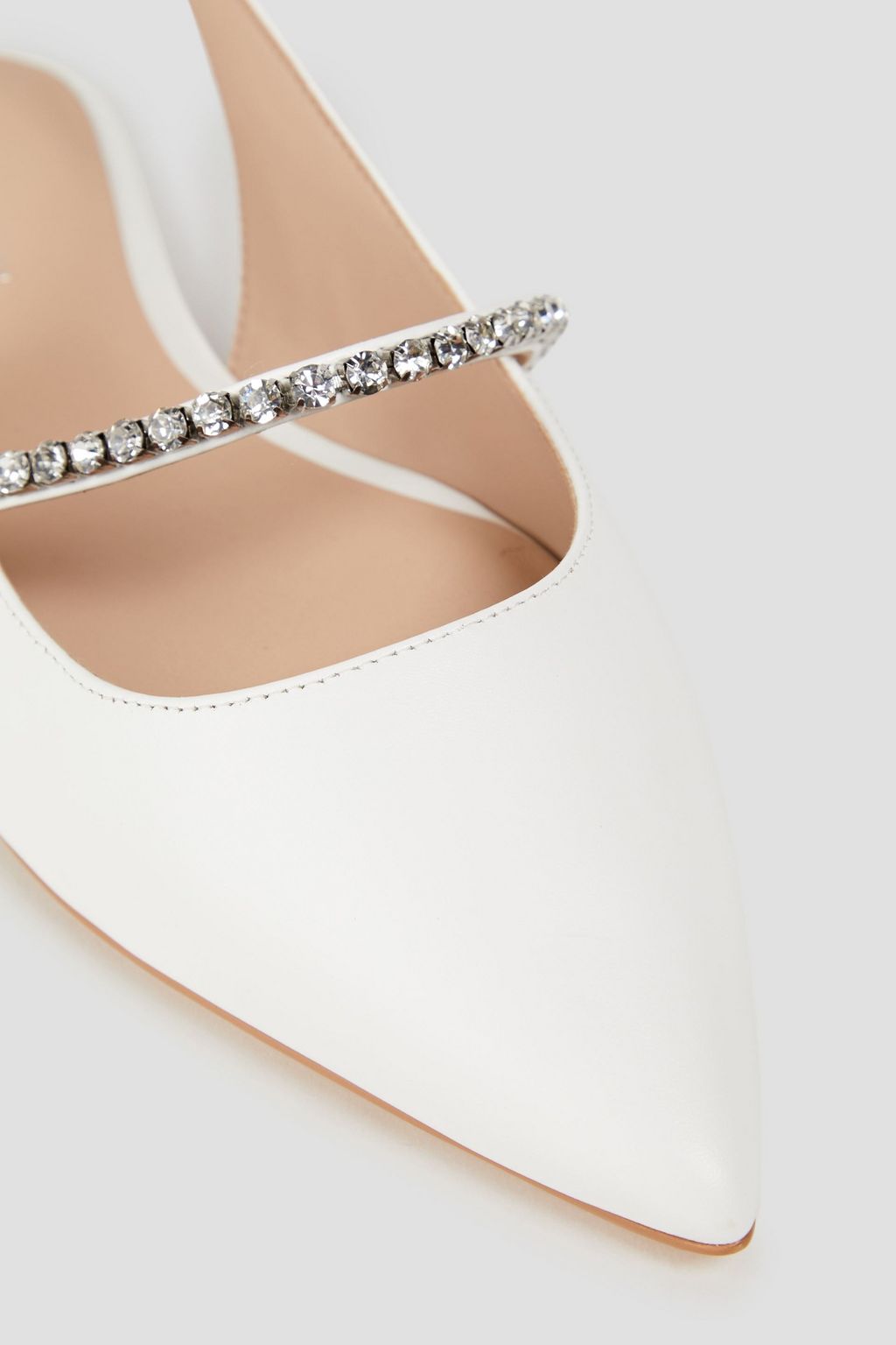 STUART WEITZMAN Crystalline embellished leather slingback point-toe flats