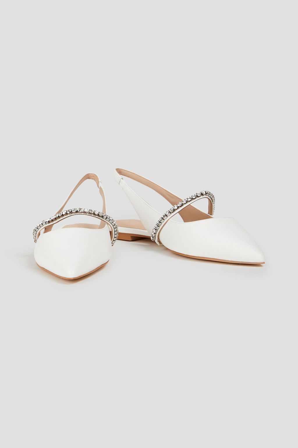STUART WEITZMAN Crystalline embellished leather slingback point-toe flats