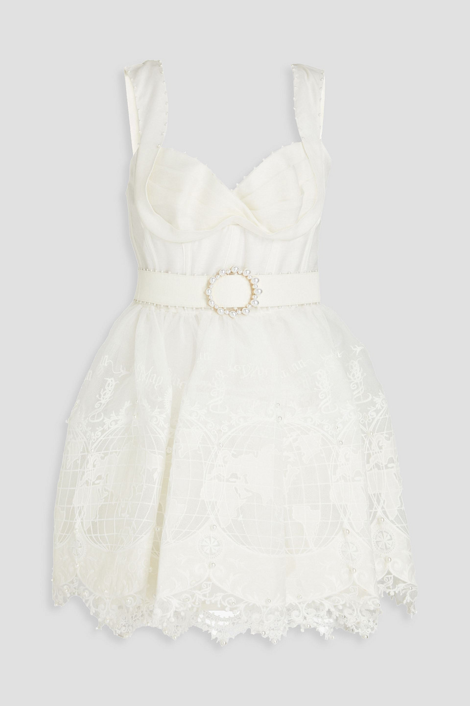 Zimmermann Embellished Embroidered Linen And Silk-blend Mini Dress In Ivory