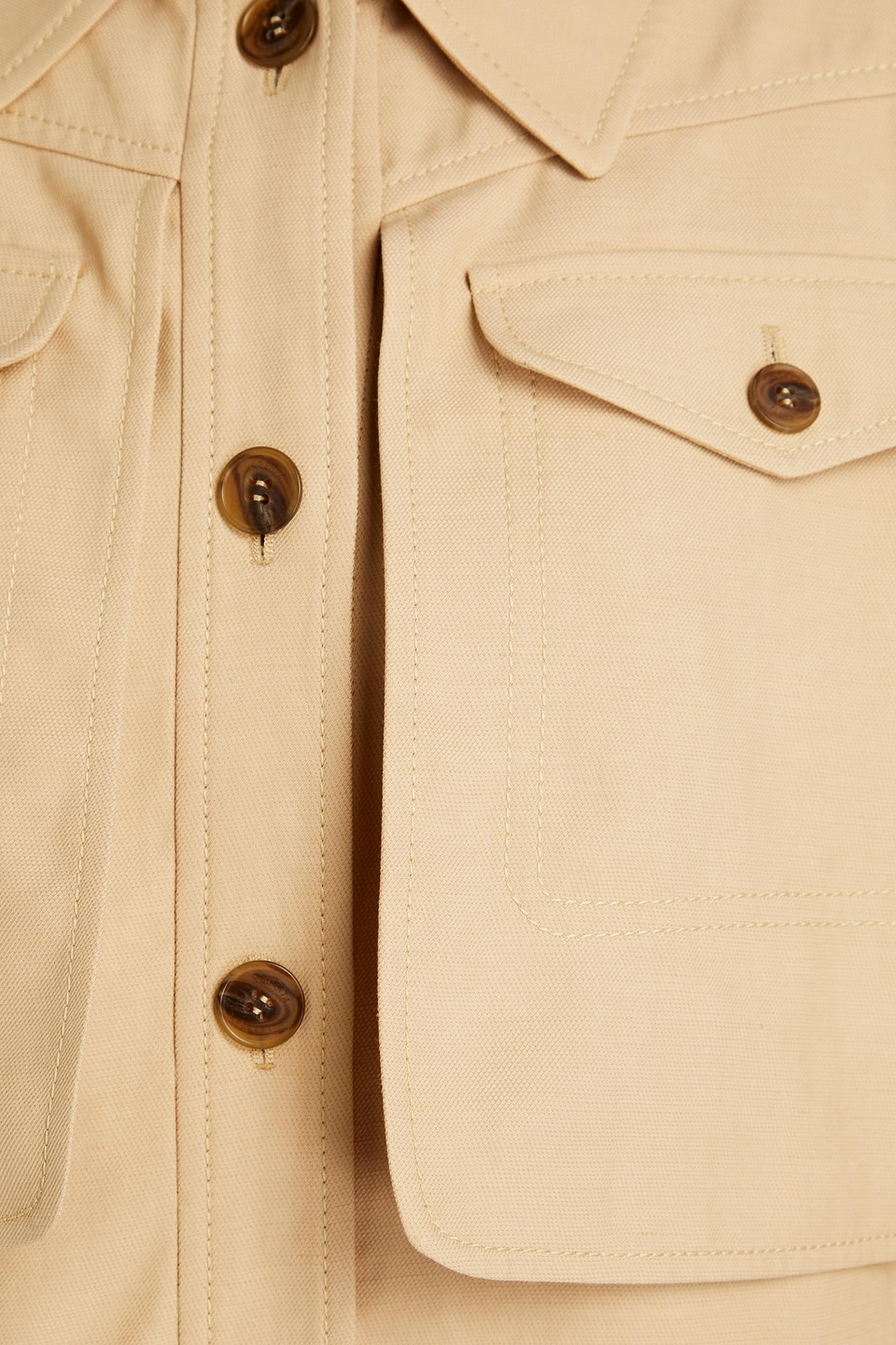 Alberta Ferretti Belted Canvas Jacket In Beige