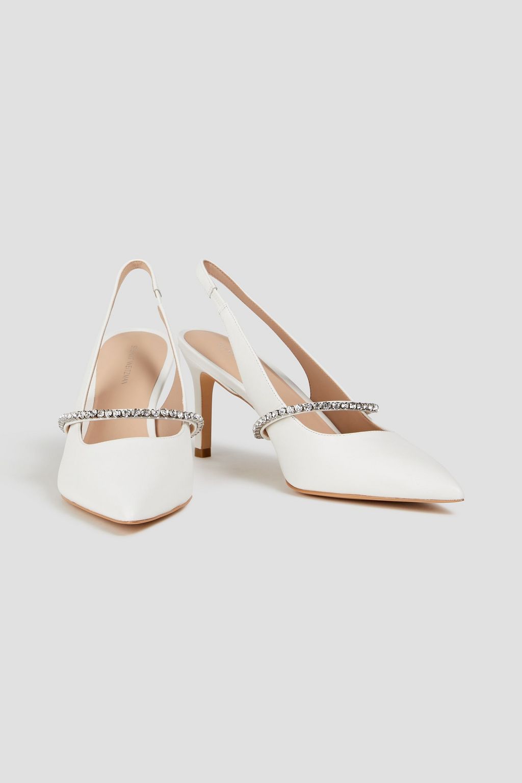 STUART WEITZMAN Crystalline 75 embellished leather slingback pumps