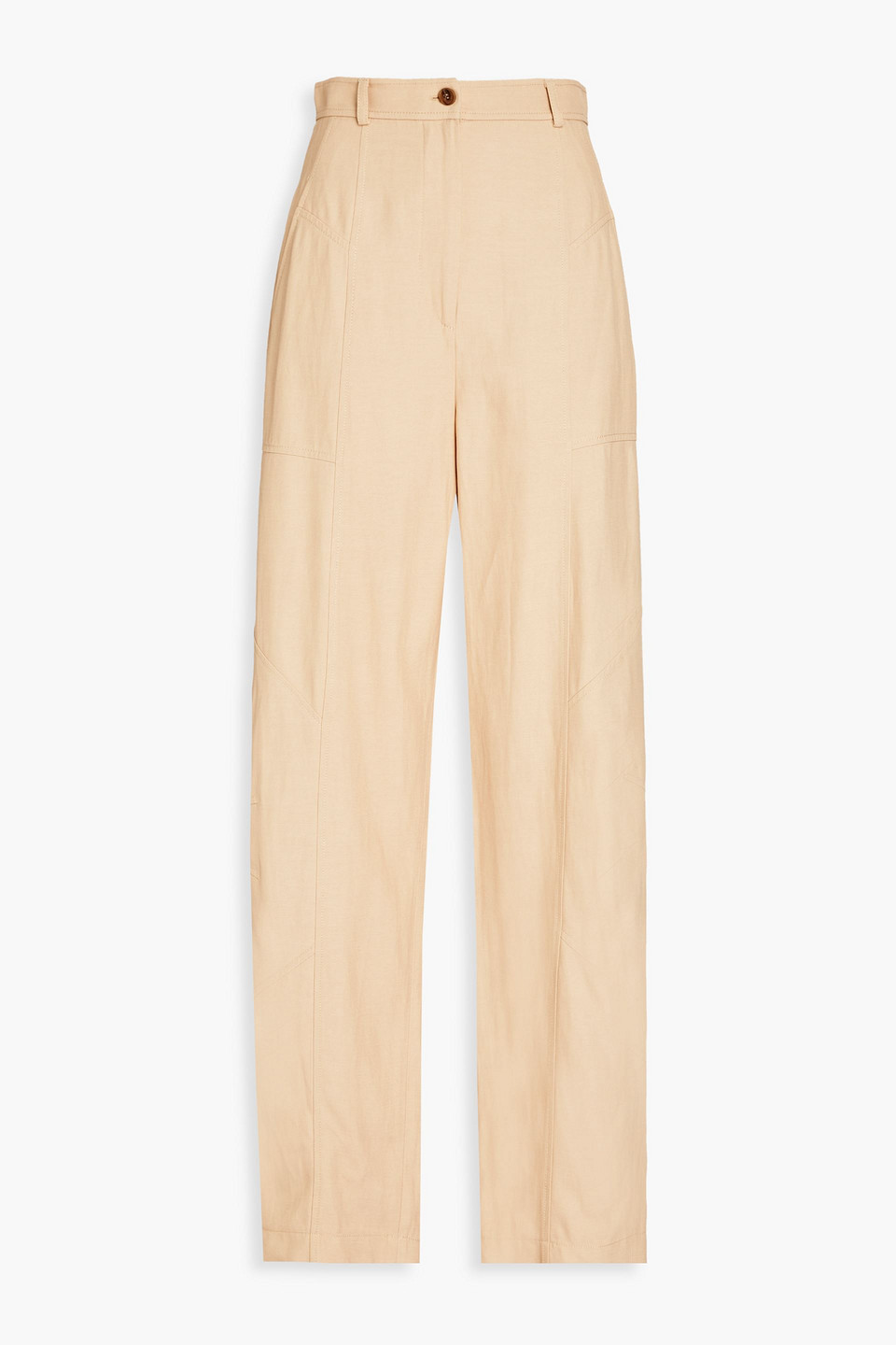 Alberta Ferretti Twill Straight-leg Pants In Beige