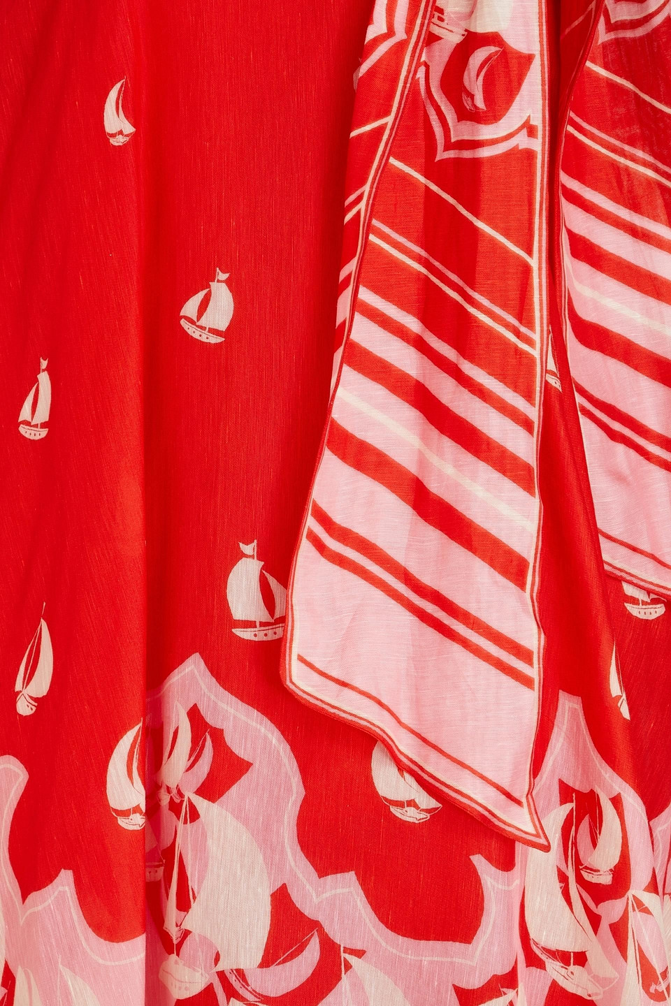 Shop Zimmermann Printed Linen And Silk-blend Maxi Skirt In Red