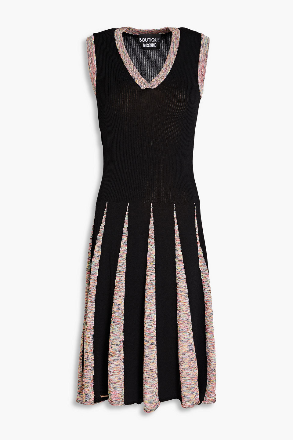Boutique Moschino Space-dyed Ribbed-knit Dress In Black | ModeSens