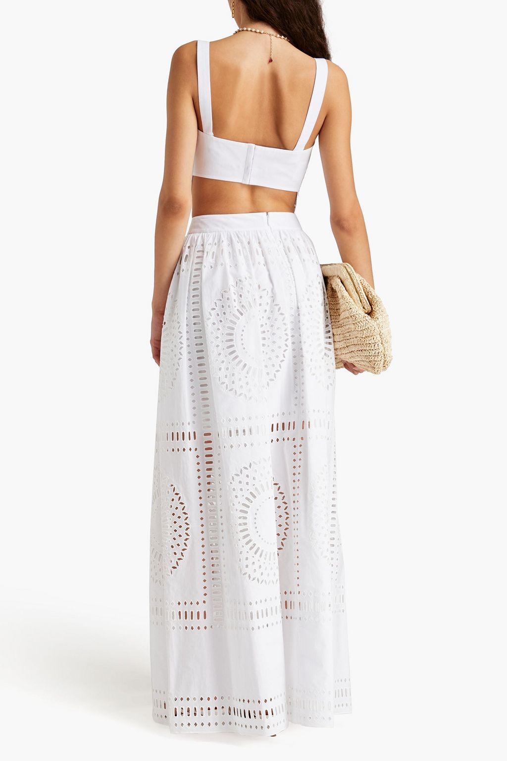 ALBERTA FERRETTI Broderie anglaise cotton-blend maxi skirt