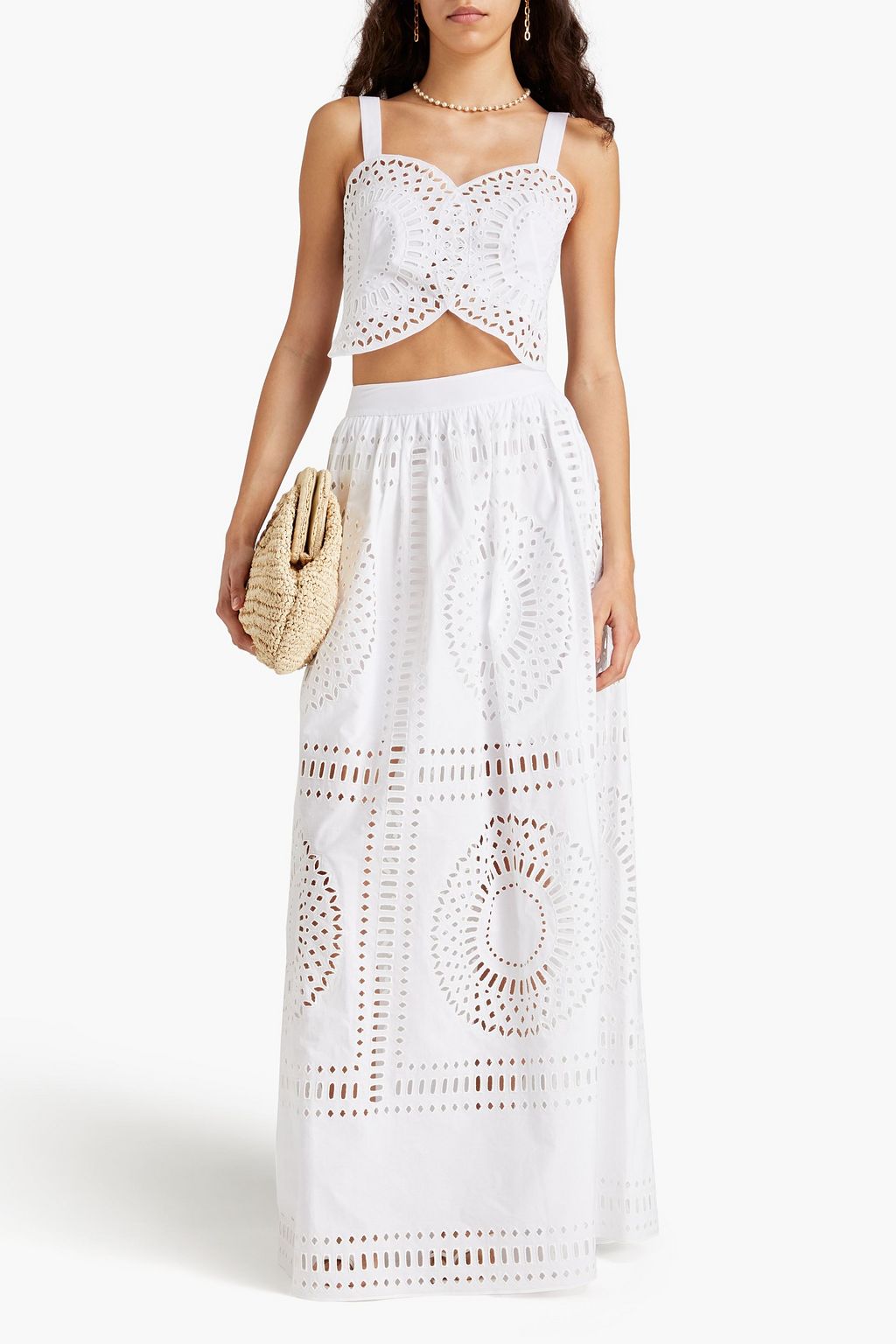ALBERTA FERRETTI Broderie anglaise cotton-blend maxi skirt