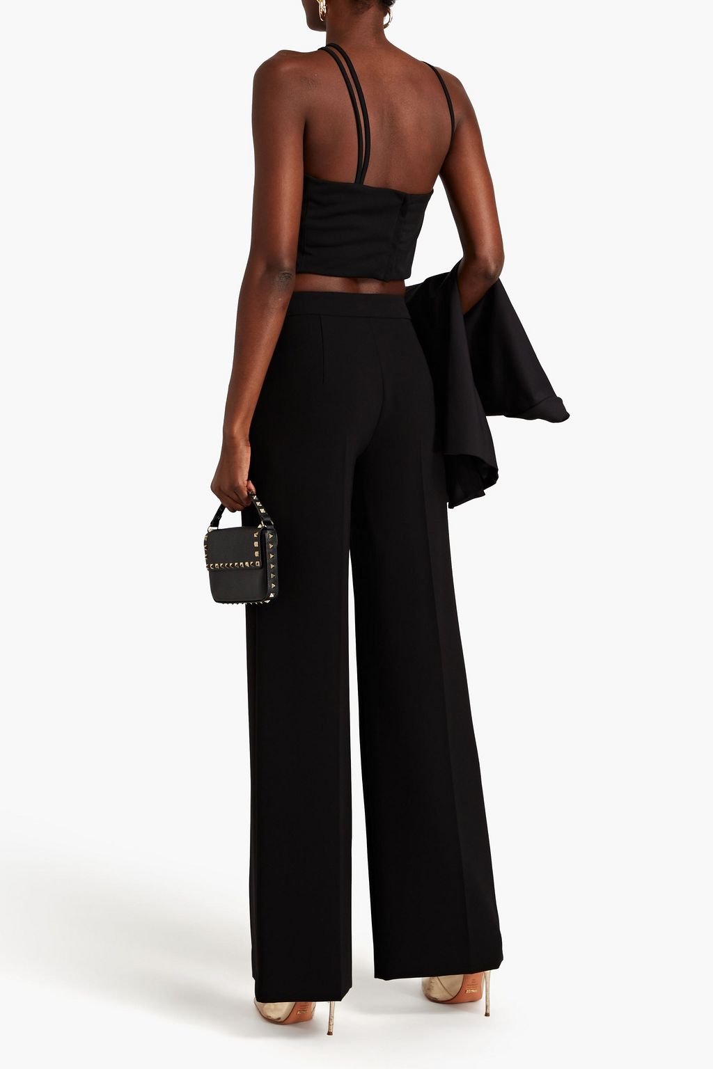 MOSCHINO Button-embellished crepe wide-leg pants