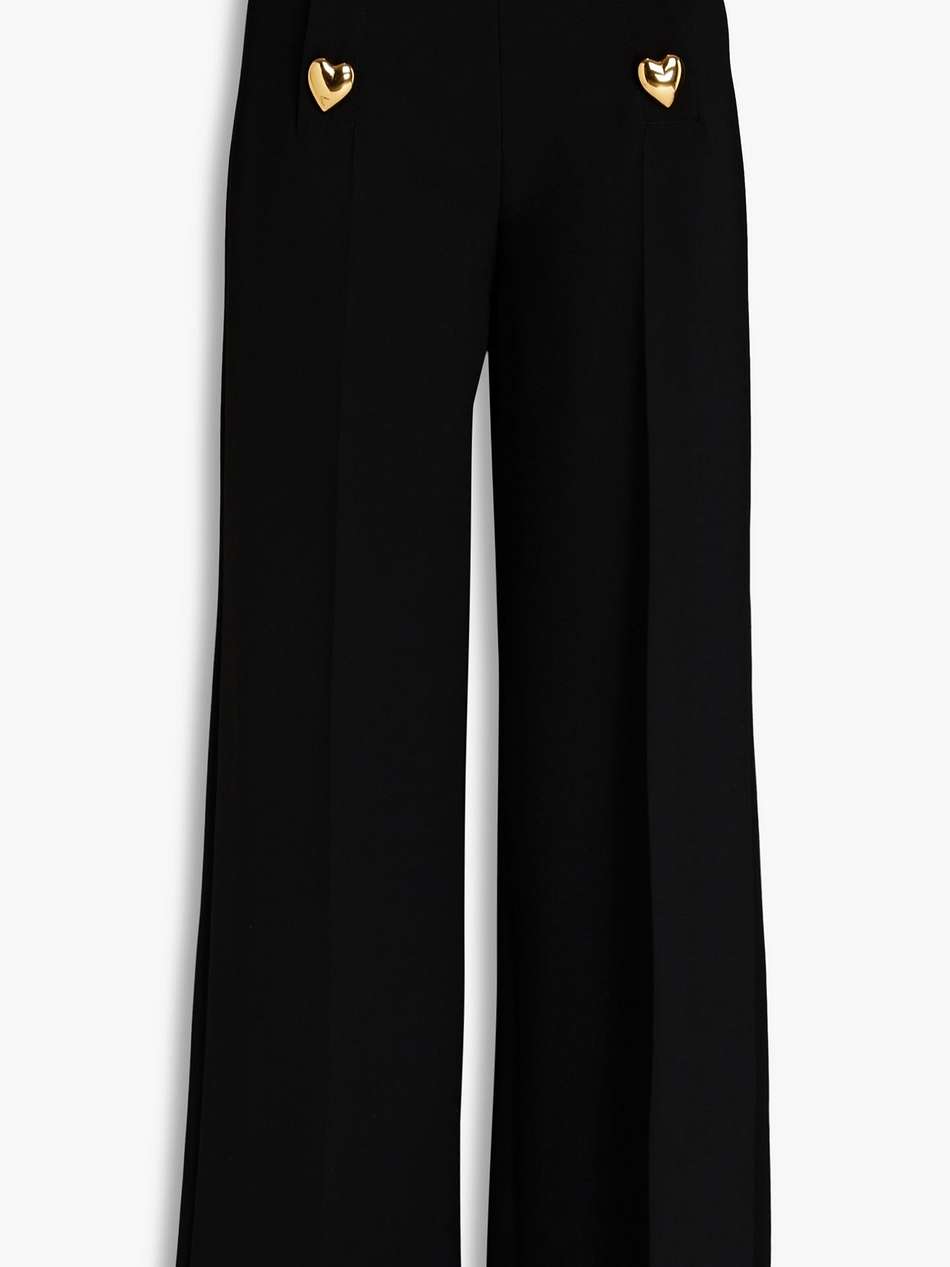 button-embellished crepe wide-leg pants
