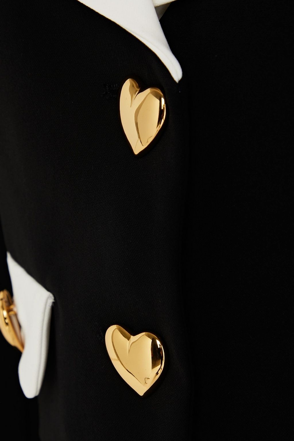 MOSCHINO Cropped embellished two-tone crepe jacket