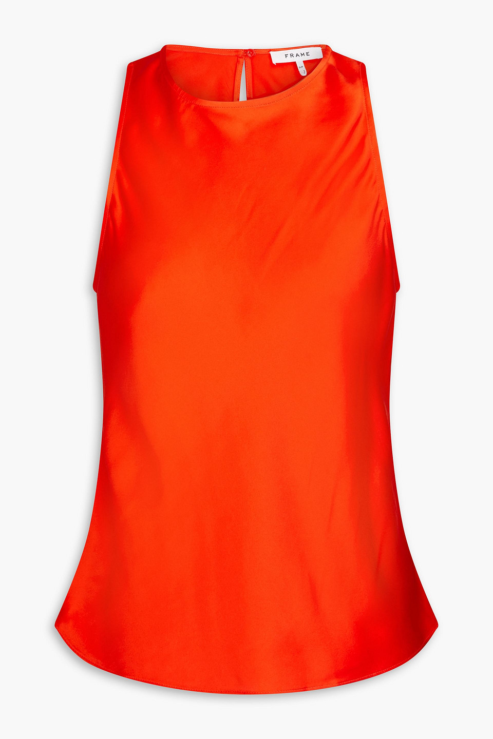 Frame Washed-silk Top In Tomato Red