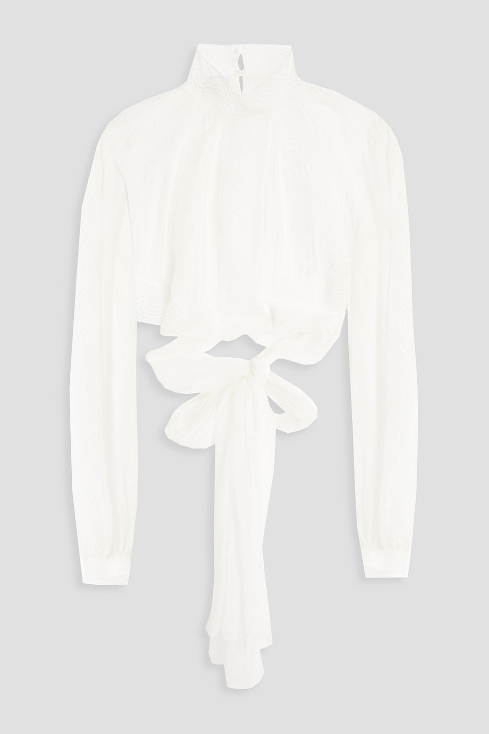 Alberta Ferretti - Lace-trimmed silk-georgette blouse - White - IT 46