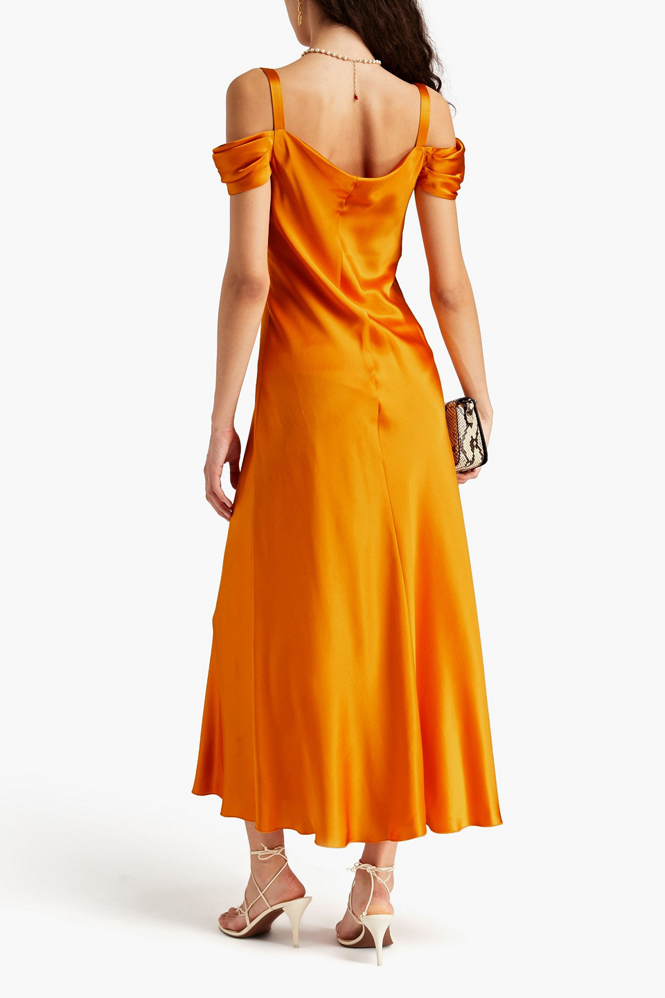 Alberta Ferretti Maxikleid Aus Seide Mit Cut-outs Und Falten In Saffron