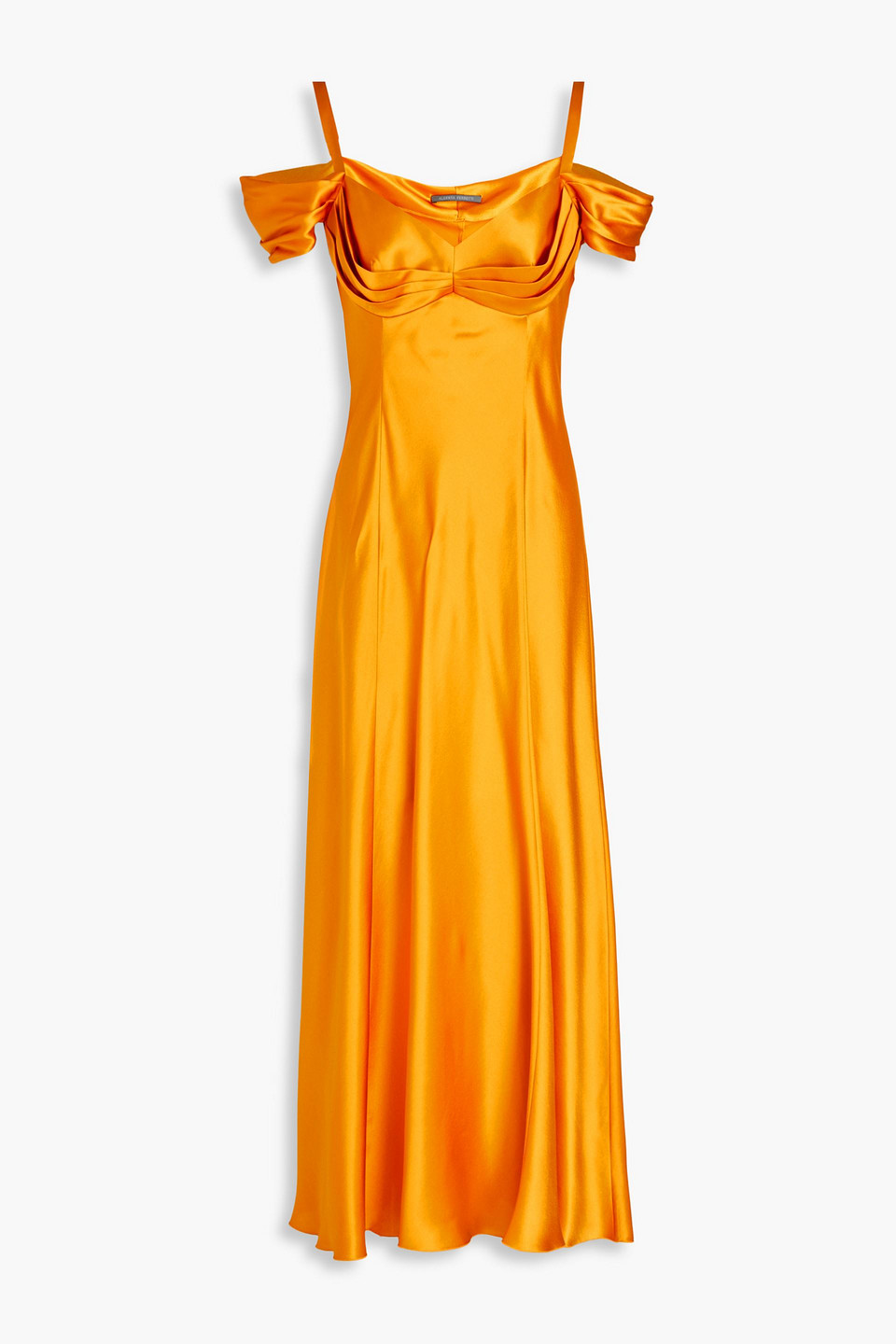 Alberta Ferretti Maxikleid Aus Seide Mit Cut-outs Und Falten In Saffron