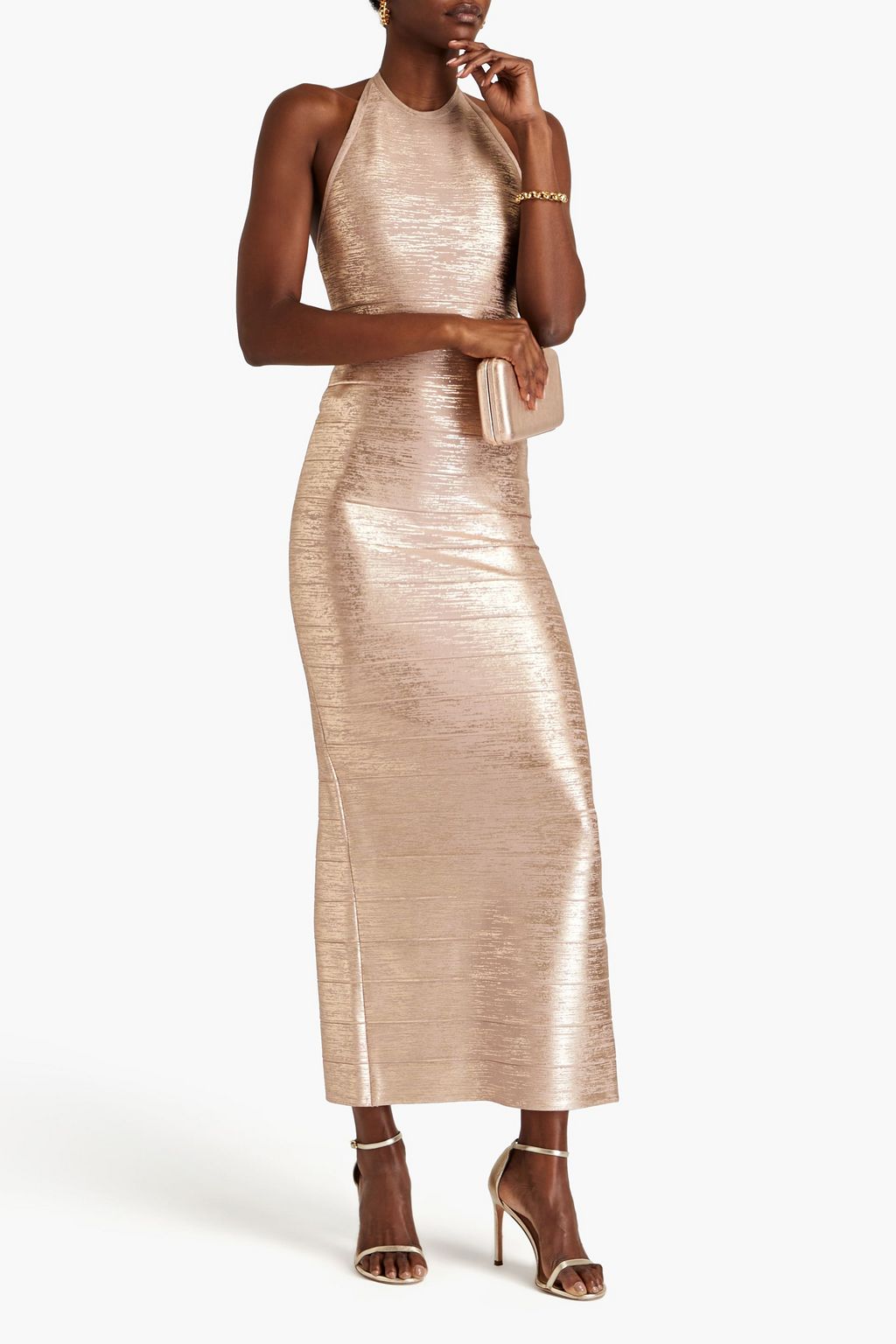 HERVÉ LÉGER Metallic bandage gown