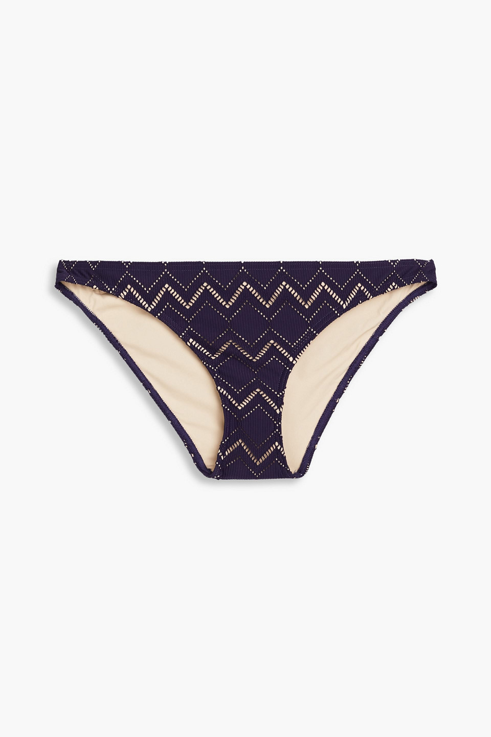 Zimmermann Pointelle-knit Mid-rise Bikini Briefs In Navy