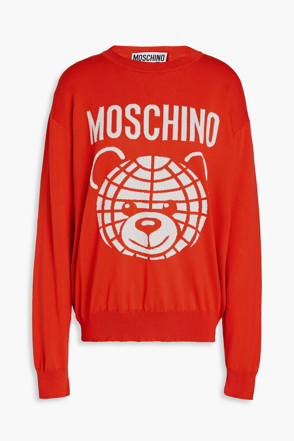 Moschino Intarsia-knit Cotton Sweater In Red