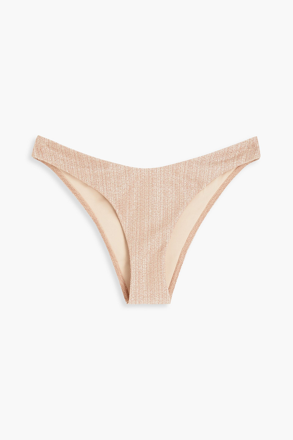Zimmermann Metallic Stretch-jersey Low-rise Bikini Briefs In Platinum