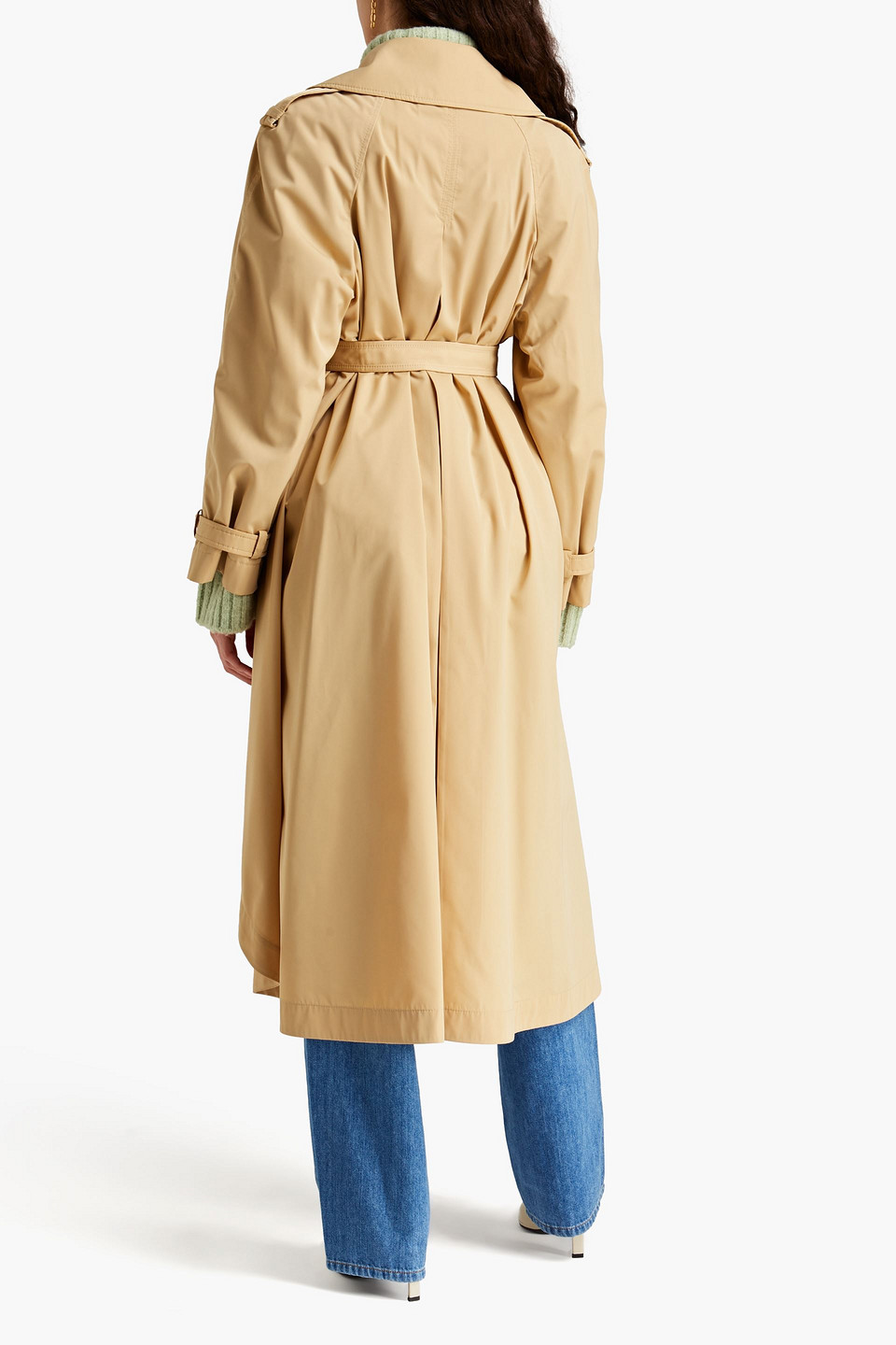 Shop Alberta Ferretti Belted Shell Trench Coat In Beige