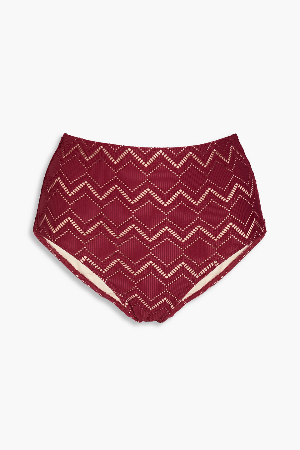 Zimmermann Pointelle-knit High-rise Bikini Briefs In Merlot