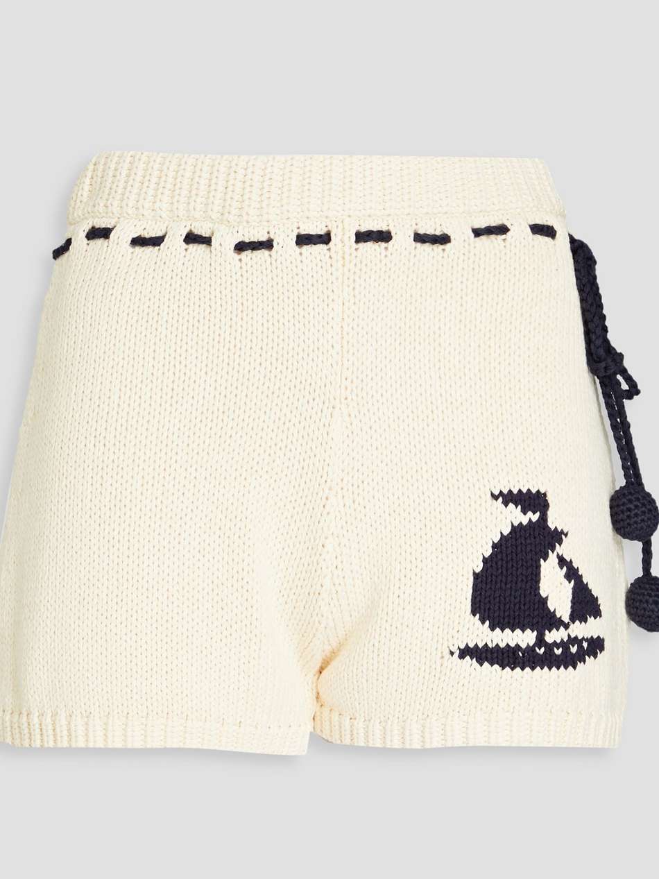 intarsia cotton shorts