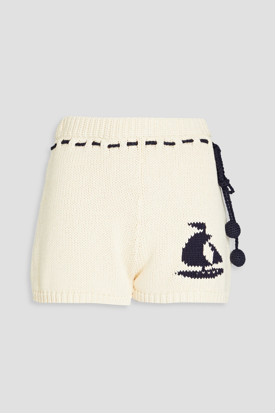 Zimmermann Intarsia Cotton Shorts In Cream