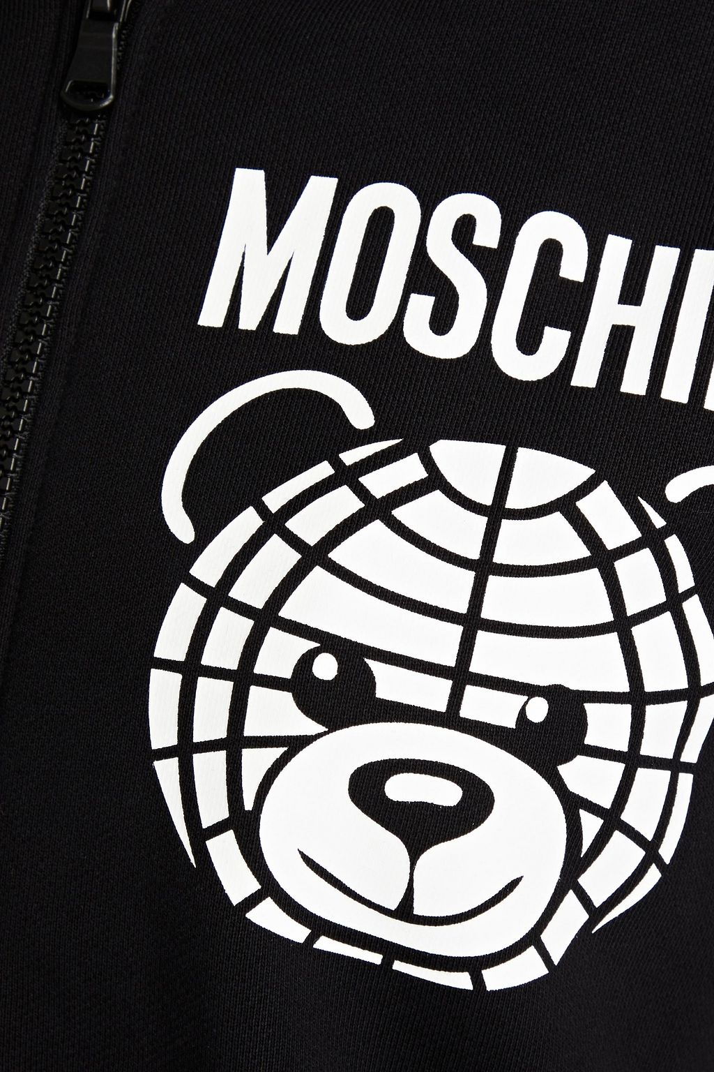 MOSCHINO كنزة هودي مصنوعة من قطن تيري فرنسي مطاطي ومزينة بطبعات