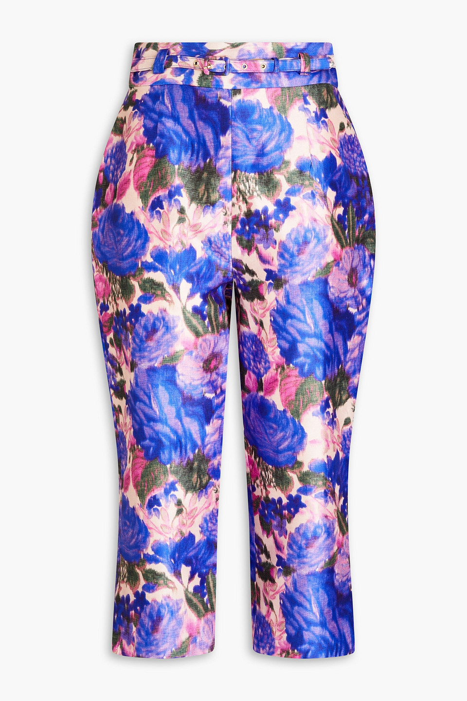 Zimmermann High Tide Floral High-rise Cropped Pants In Violet