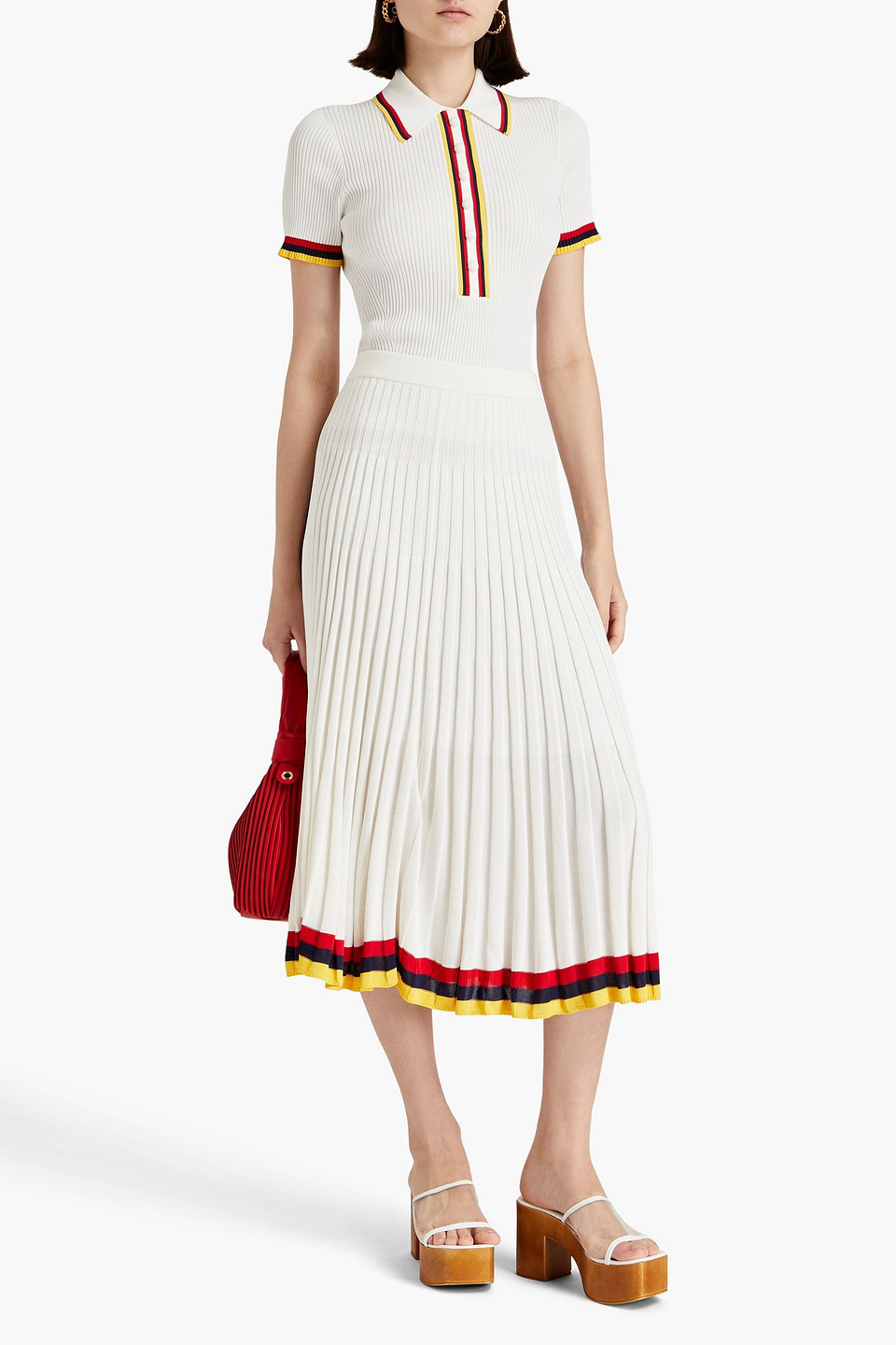  Zimmermann - Striped Ribbed-knit Midi Skirt - White - 1 