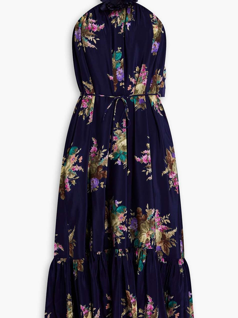 floral-print silk-crepe de chine halterneck midi dress