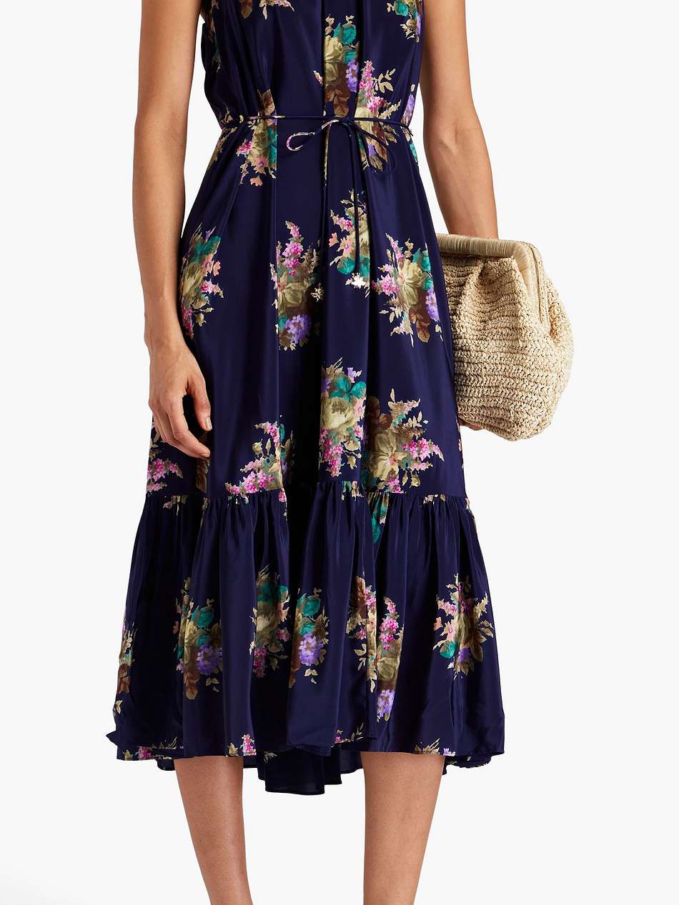 floral-print silk-crepe de chine halterneck midi dress