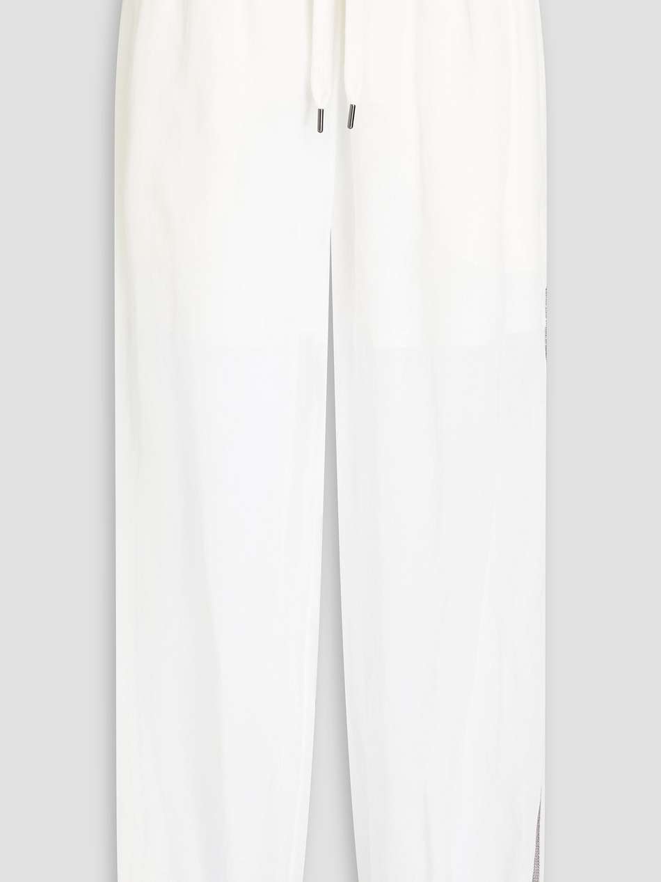 bead-embellished cotton-gauze track pants