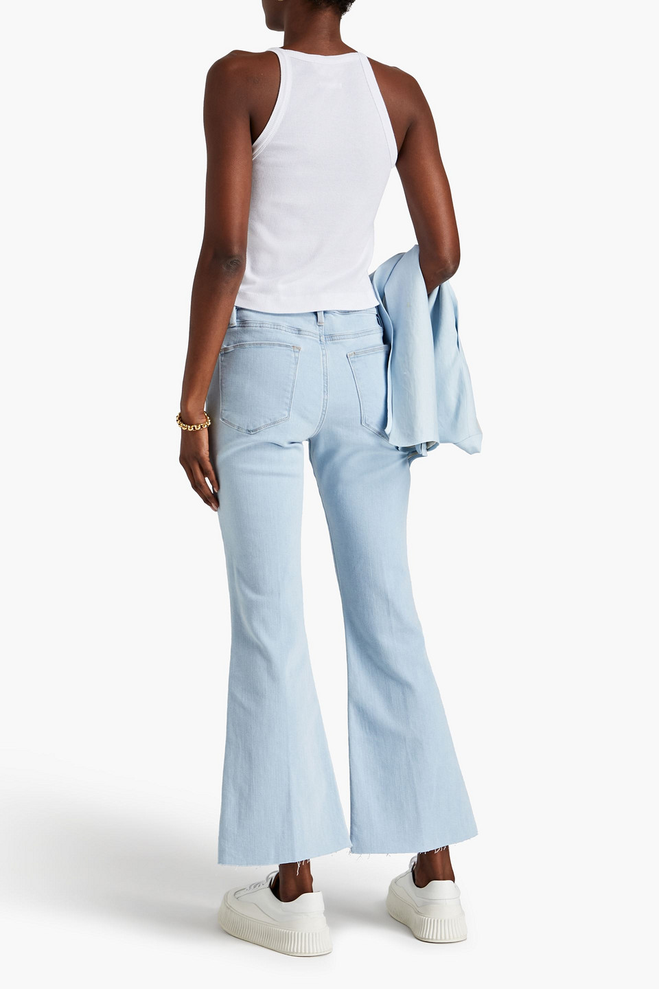 Shop Frame Le Easy Flare High-rise Flared Jeans In Light Denim