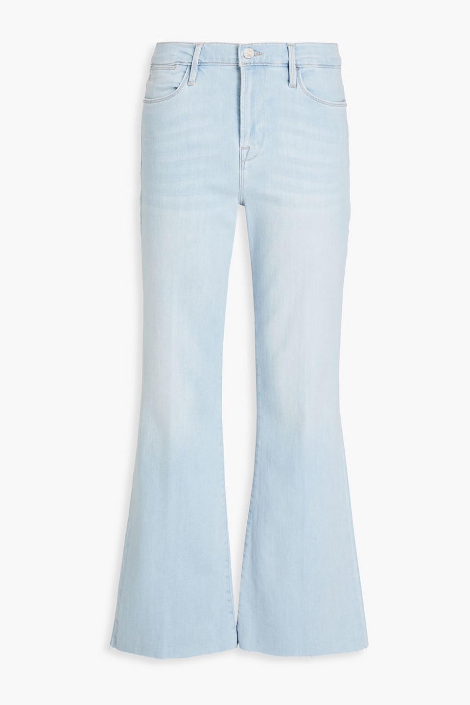 Shop Frame Le Easy Flare High-rise Flared Jeans In Light Denim