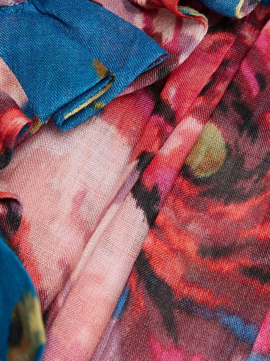 cropped pussy-bow floral-print ramie blouse