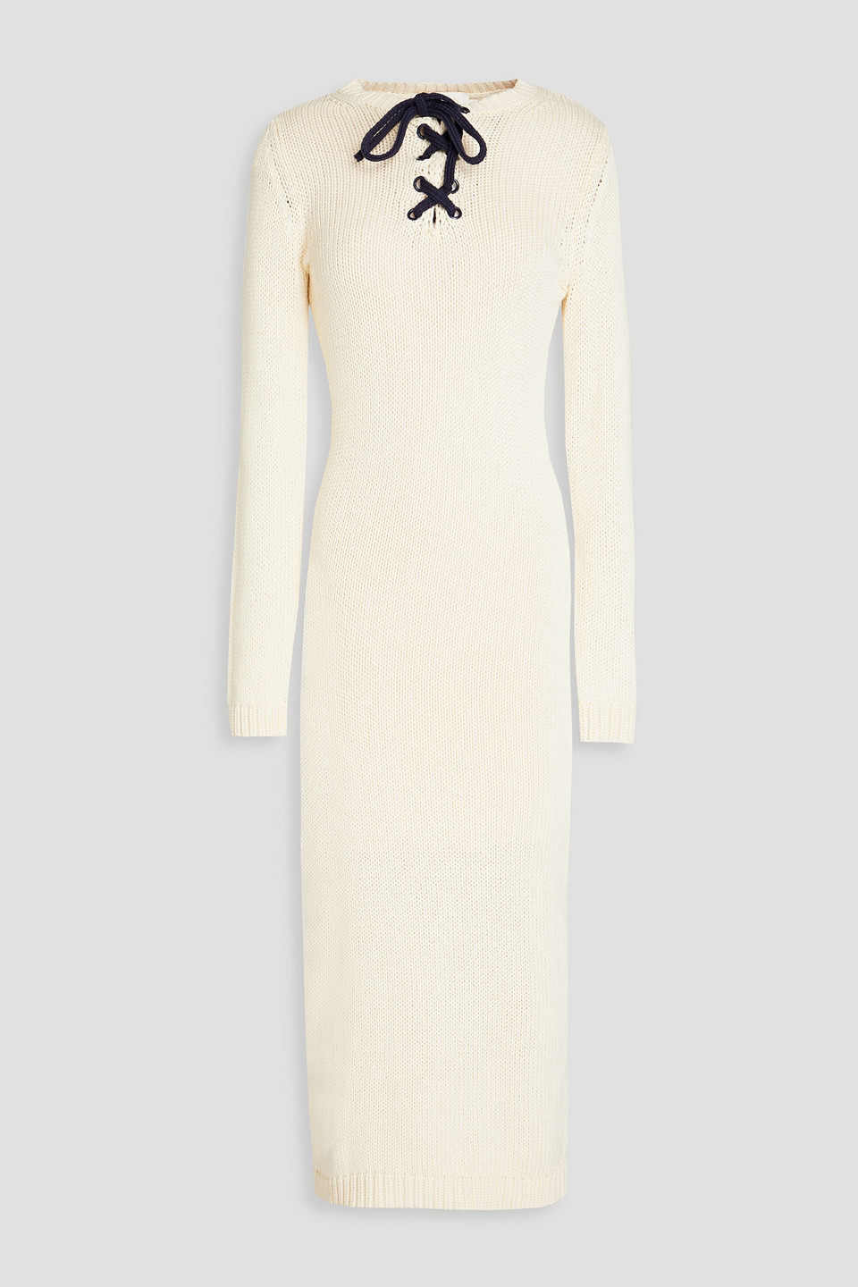 Lace-up cotton midi dress