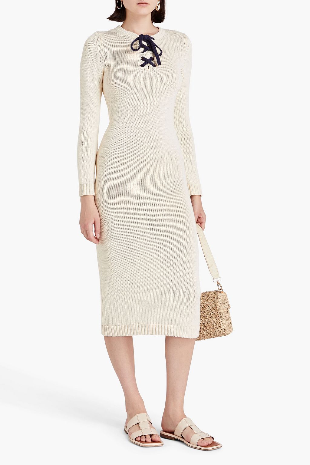 ZIMMERMANN Lace-up cotton midi dress