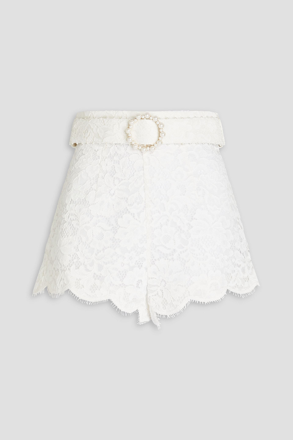 Zimmermann Belted Corded Lace Shorts In White