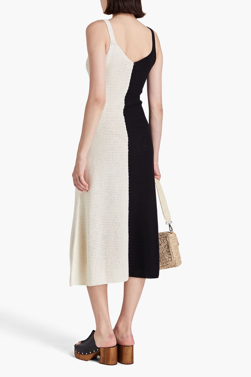ZIMMERMANN Two-tone crochet cotton midi dress