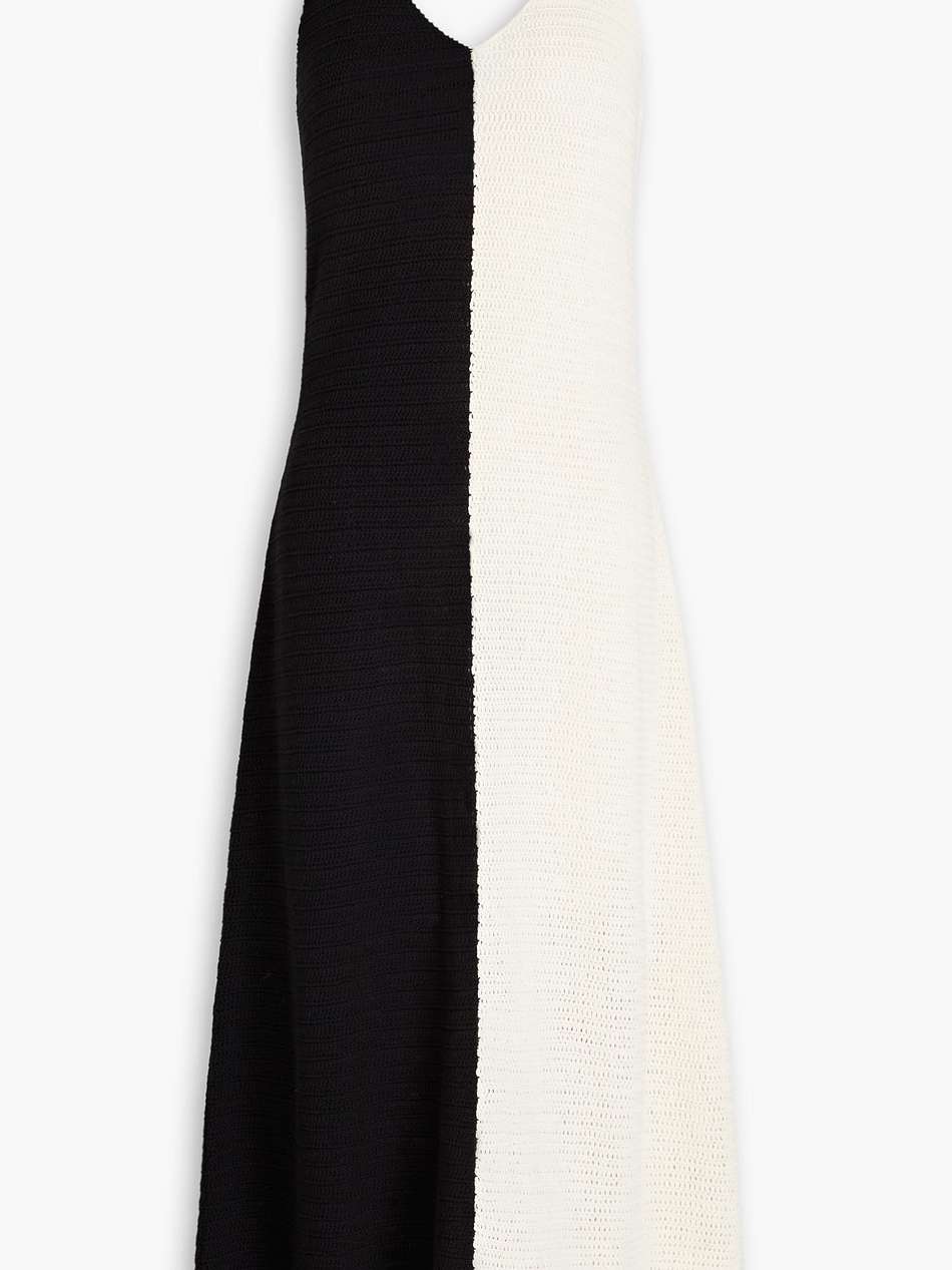 two-tone crochet cotton midi dress