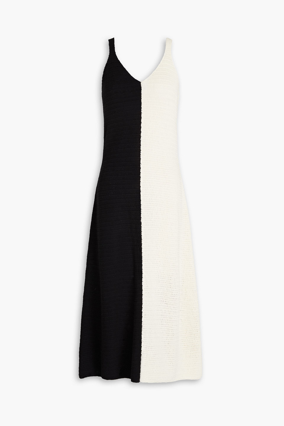 Zimmermann Two-tone Crochet Cotton Midi Dress In Black