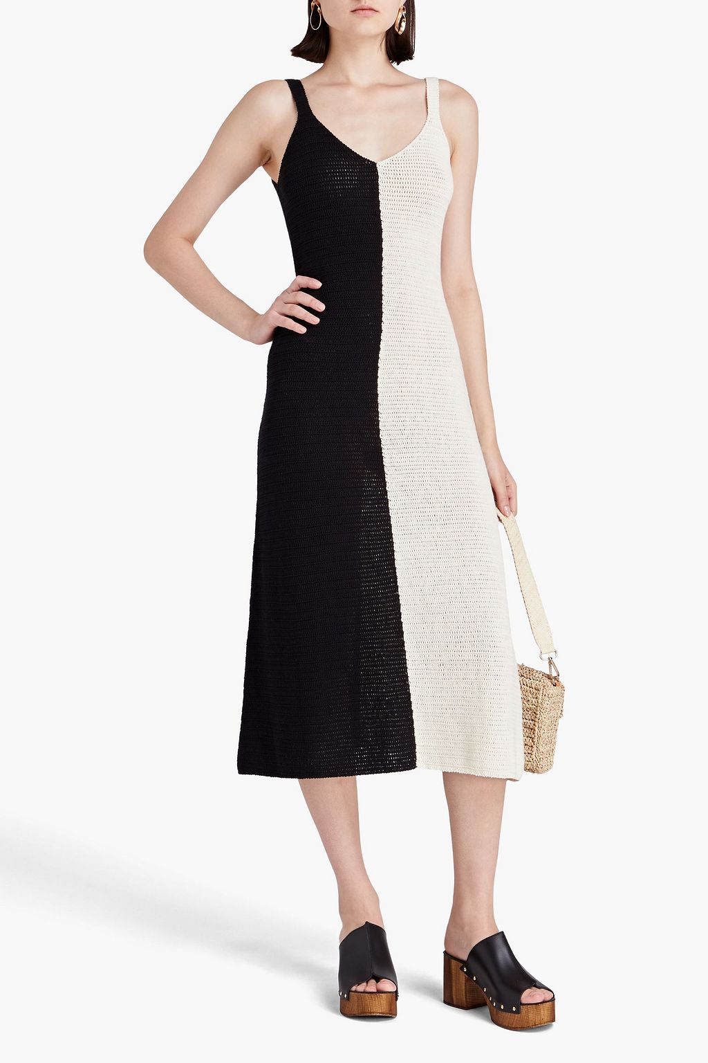 ZIMMERMANN Two-tone crochet cotton midi dress