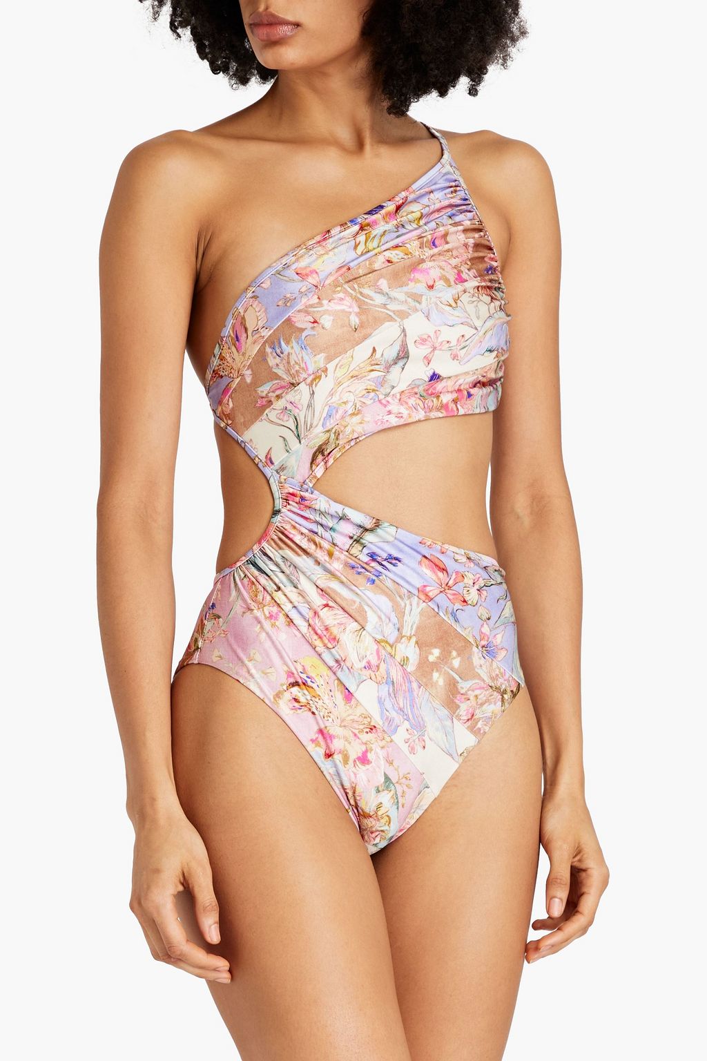 ZIMMERMANN One-shoulder floral-print swimsuit