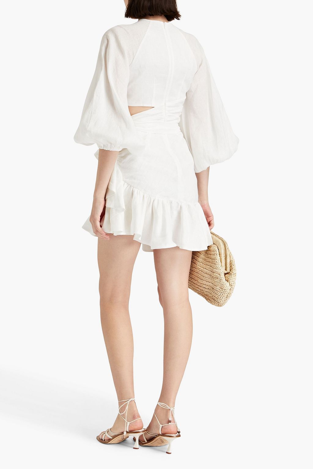 ZIMMERMANN Lyre ruffled cutout linen mini dress